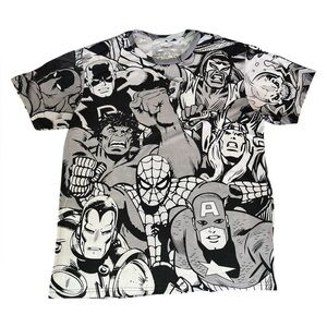 Disney Black and White Marvel Men's Shirt One Of A Kind